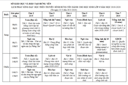 LỊCH PHÁT SÓNG CHƯƠNG TRÌNH DẠY HỌC TRÊN TRUYỀN HÌNH HƯNG YÊN TUẦN 23/3 - 28/3/2020